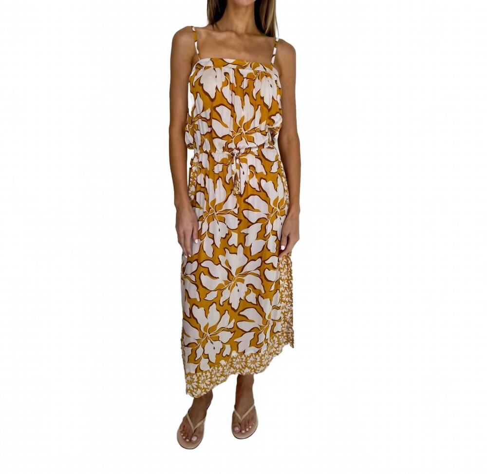 NEW KHUSH fresia midi dress in bloomtide bloomcrest amber
